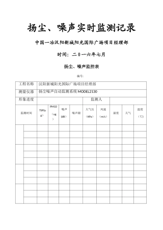 扬尘、噪声监测表