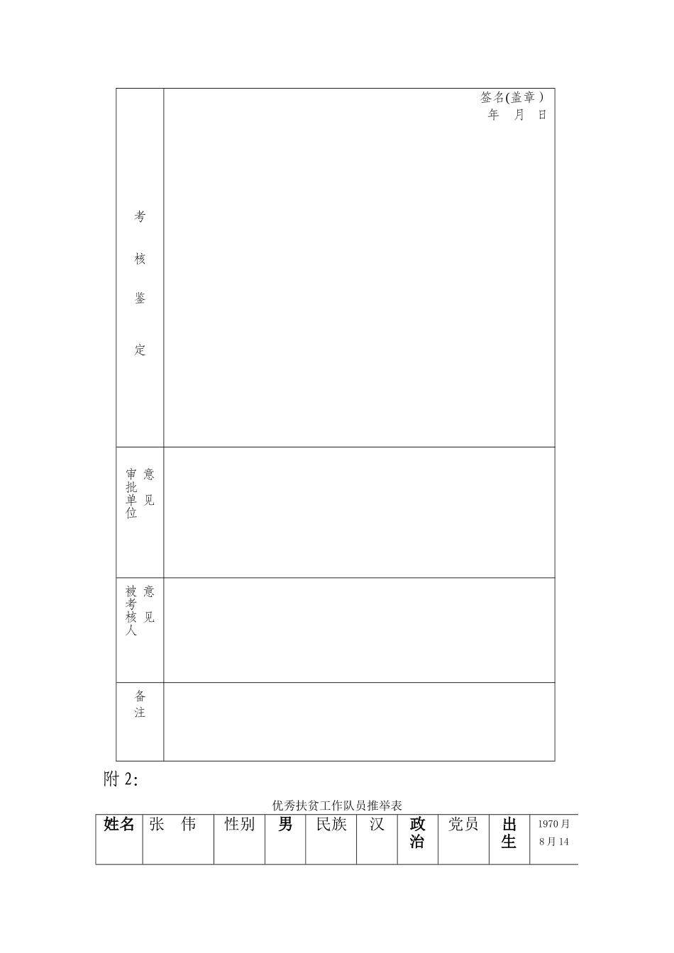 扶贫工作队员年度考核登记表_第3页