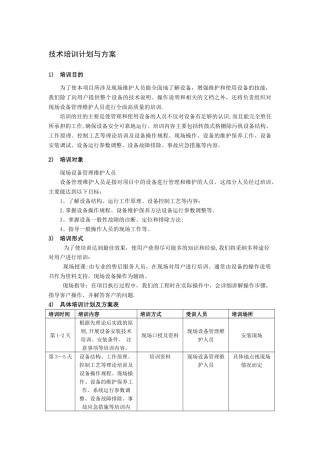 技术培训计划与方案