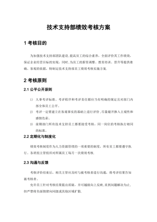 技术支持部绩效考核方案