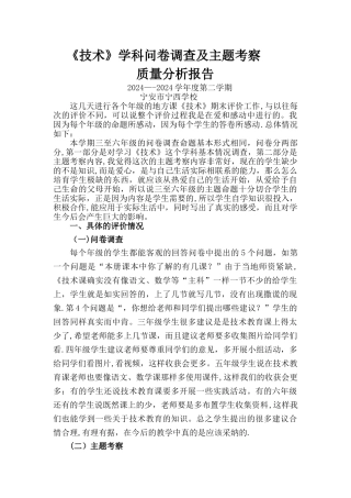 技术质量分析报告