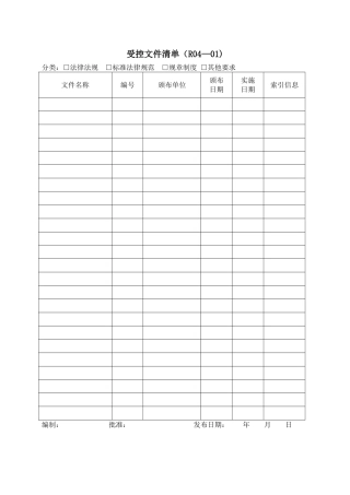 技术部常用表格