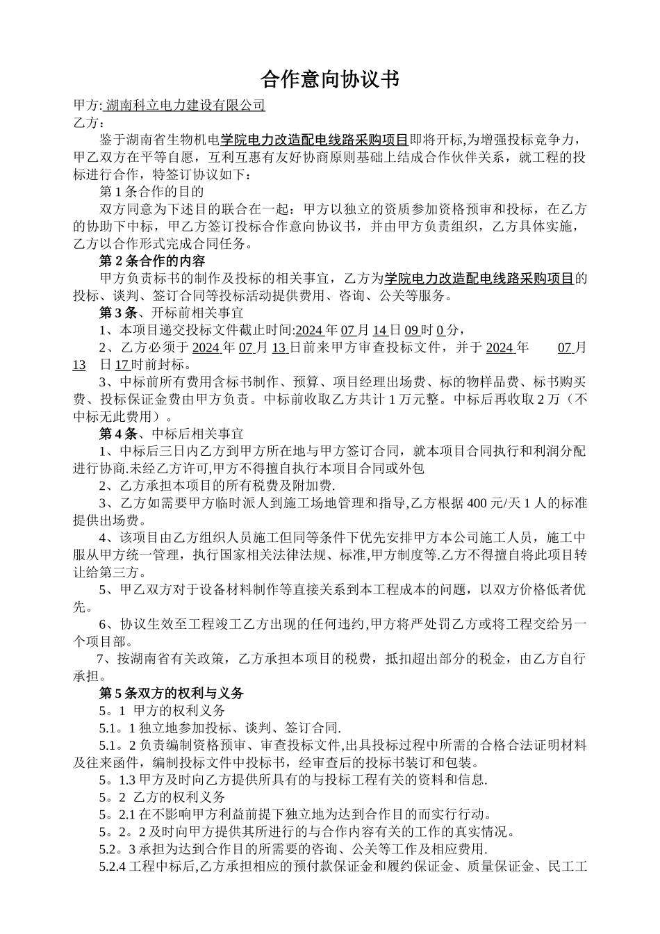 投标前合作协议_第1页