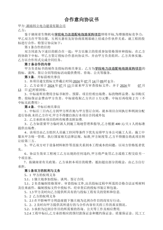 投标前合作协议