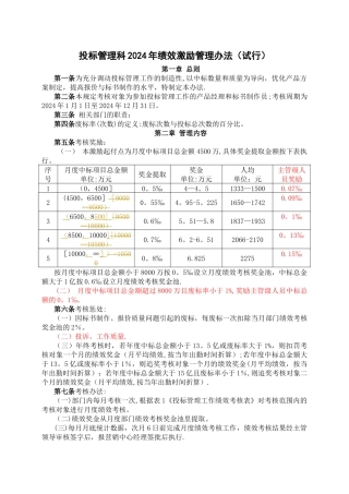 投标绩效激励管理办法