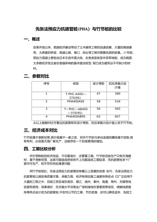 抗拔管桩与竹节桩方案对比