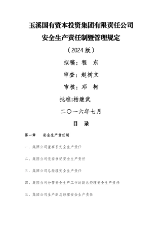投资集团有限责任公司安全生产规定