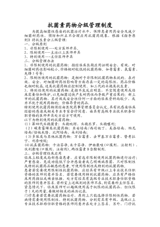 抗菌素药物分级管理制度