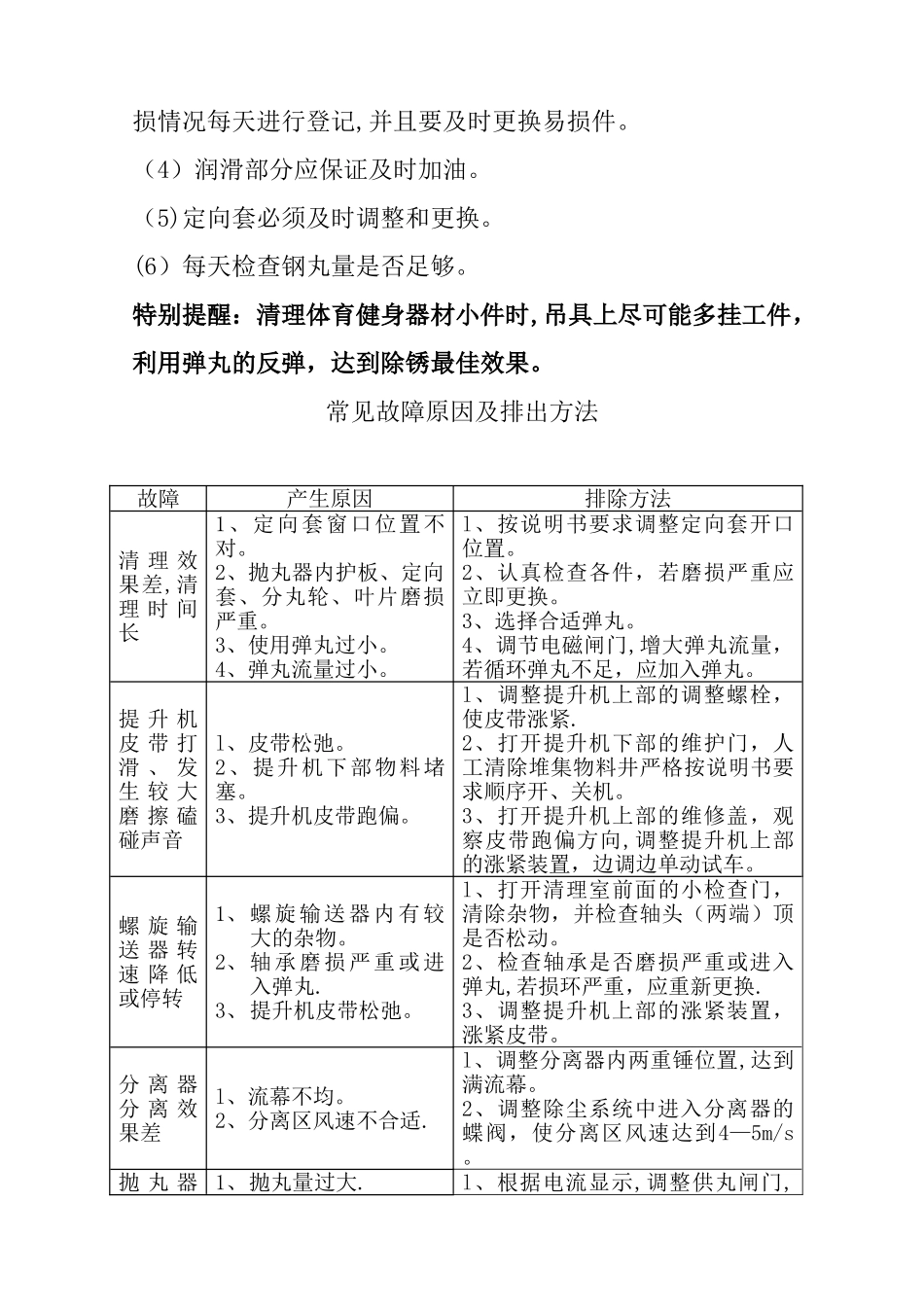 抛丸机维护保养与安全操作规程2_第3页