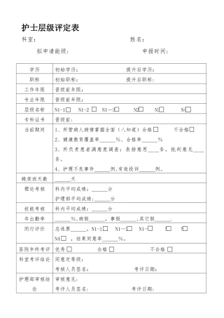 护士层级评定表