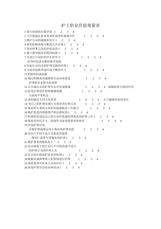 护士职业价值观量表
