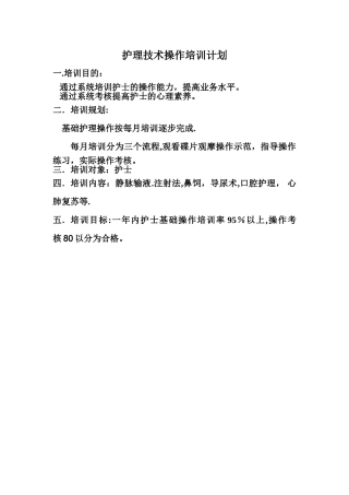护理技术操作培训计划