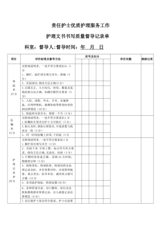 护理文书书写检查表