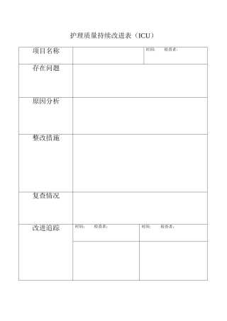 护理质量持续改进表(ICU)