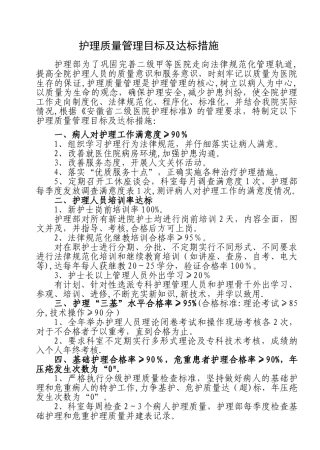 护理质量管理目标及达标措施