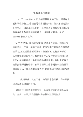 报账员工作总结