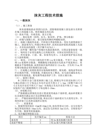 抹灰工程技术措施