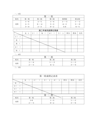 拔河比赛单循环对阵表