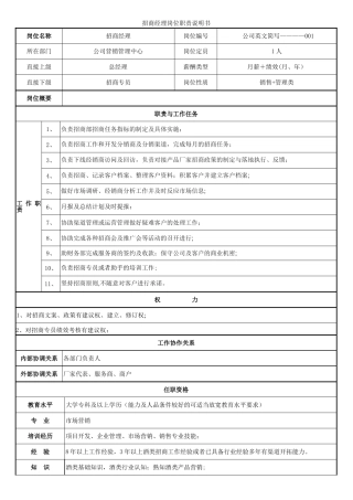 招商经理岗位职责薪资体系绩效考核设计