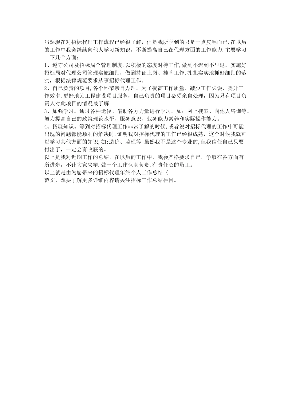 招标代理年终个人工作总结范文_第2页