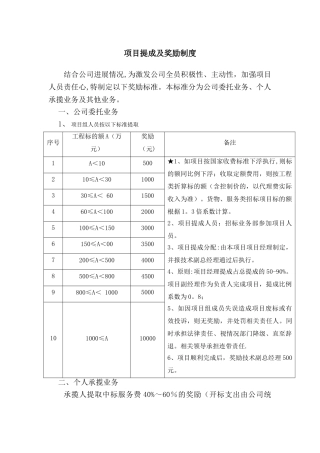 招标公司项目提成及奖励制度