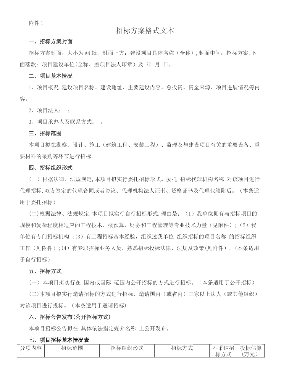 招标方案范本_第1页