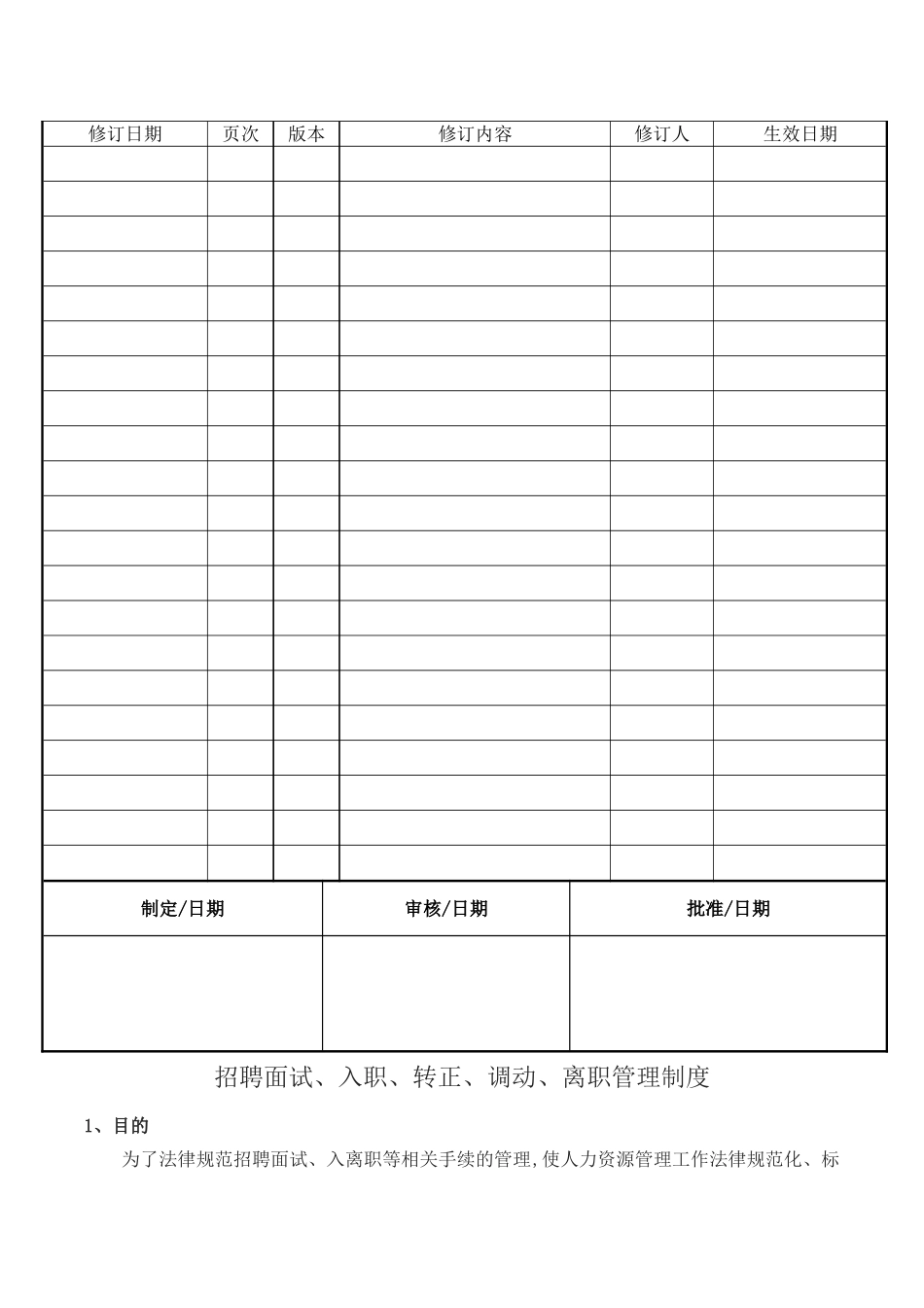 招聘、入职、离职、调动管理制度_第1页