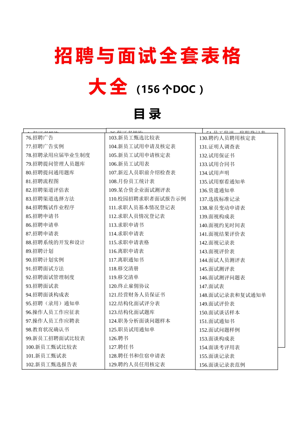 招聘与面试全套表格大全(超级工具-拿来即用)_第1页