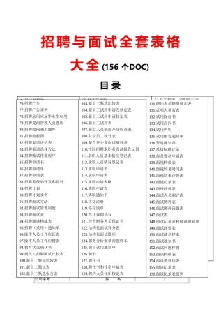 招聘与面试全套表格大全