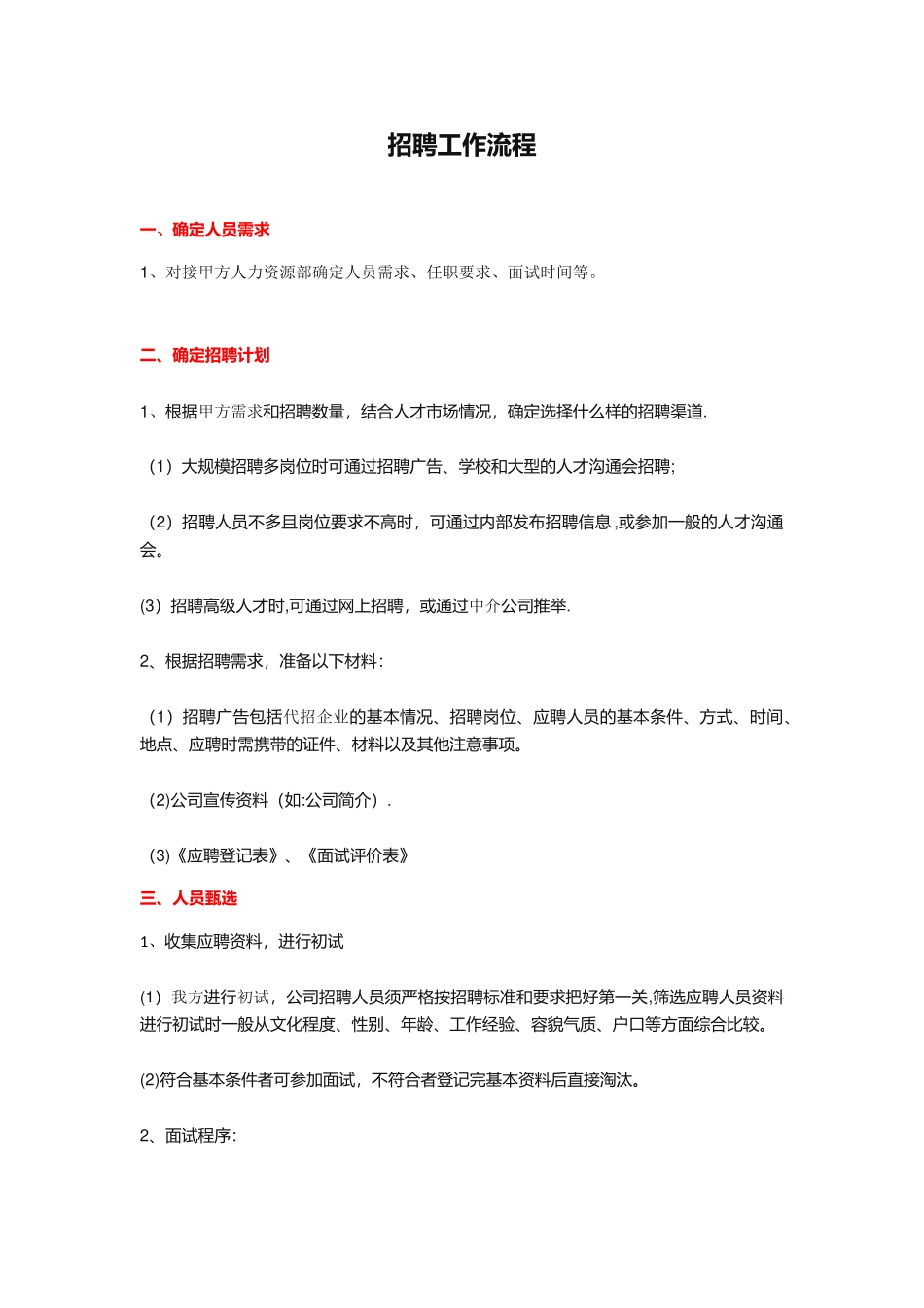 招聘专员工作流程_第1页