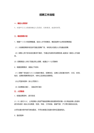 招聘专员工作流程