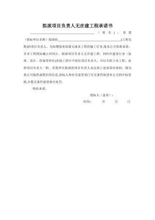 拟派项目负责人无在建工程承诺书