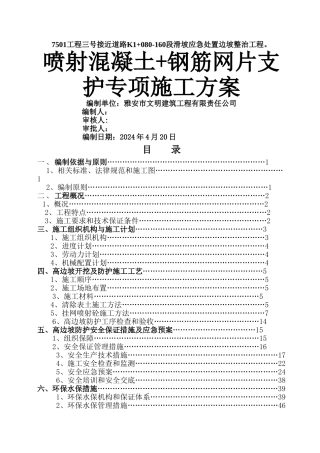 挂网锚喷砼专项施工方案