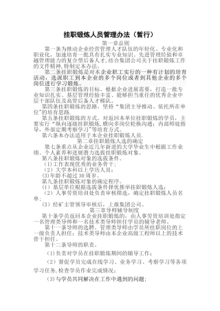 挂职锻炼人员管理办法