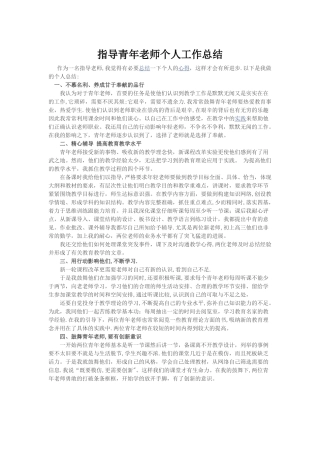 指导青年教师个人工作总结