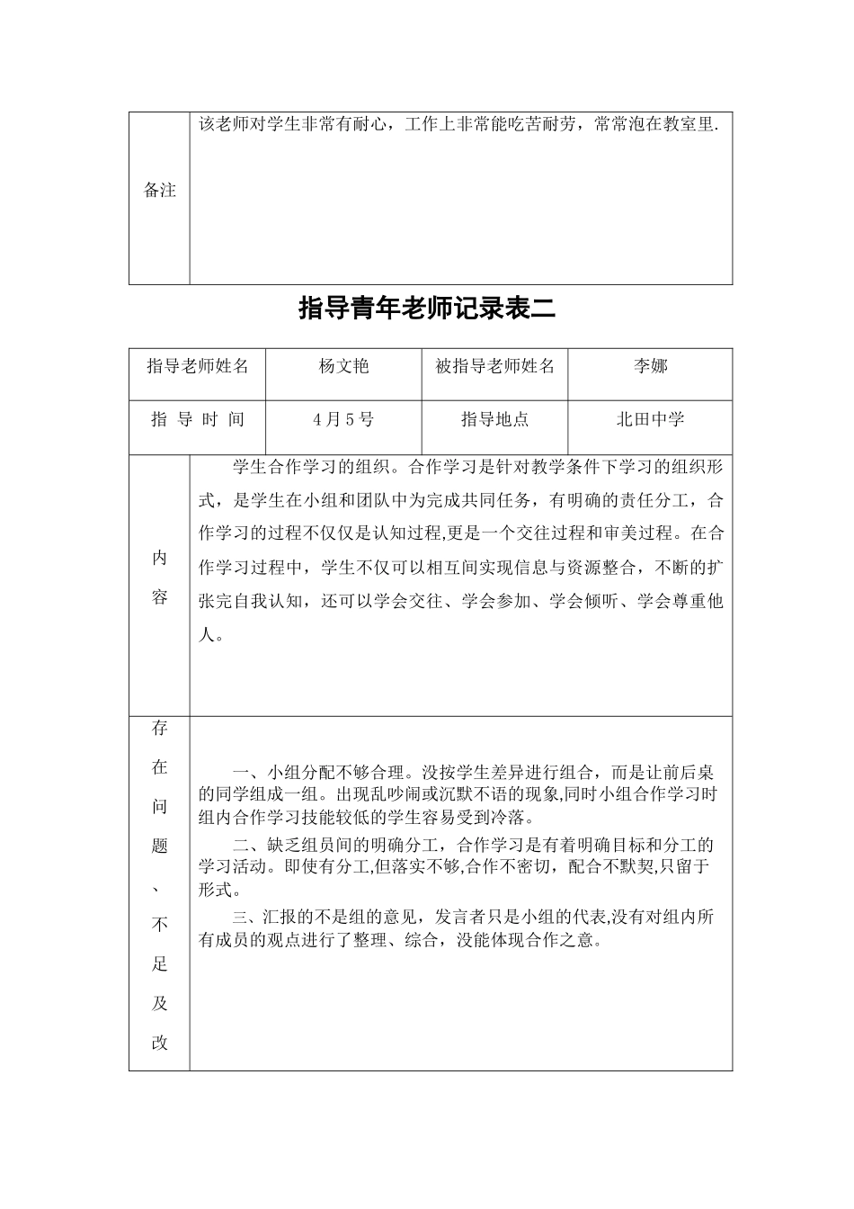指导青年教师记录表一_第2页