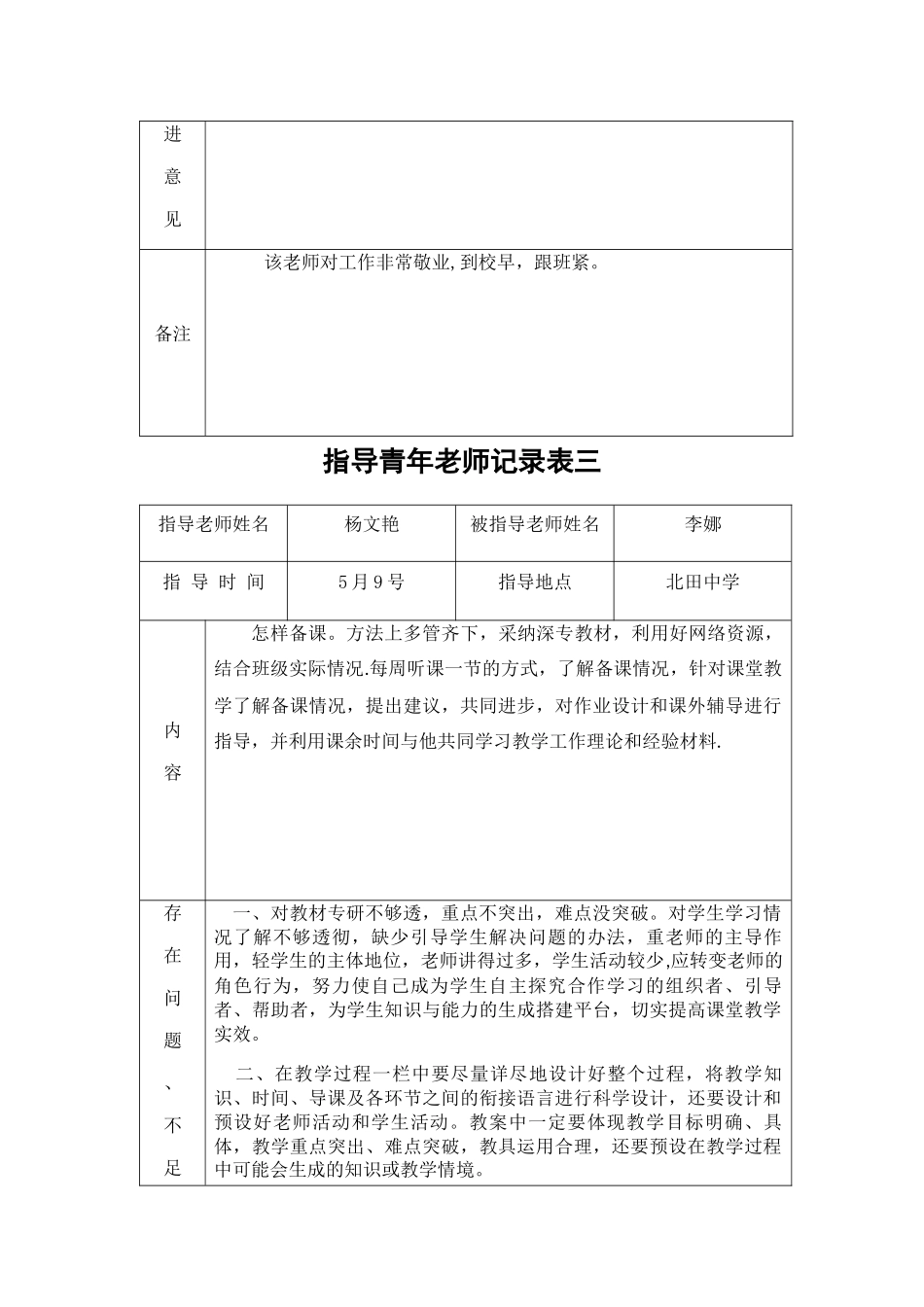 指导青年教师记录表一_第3页