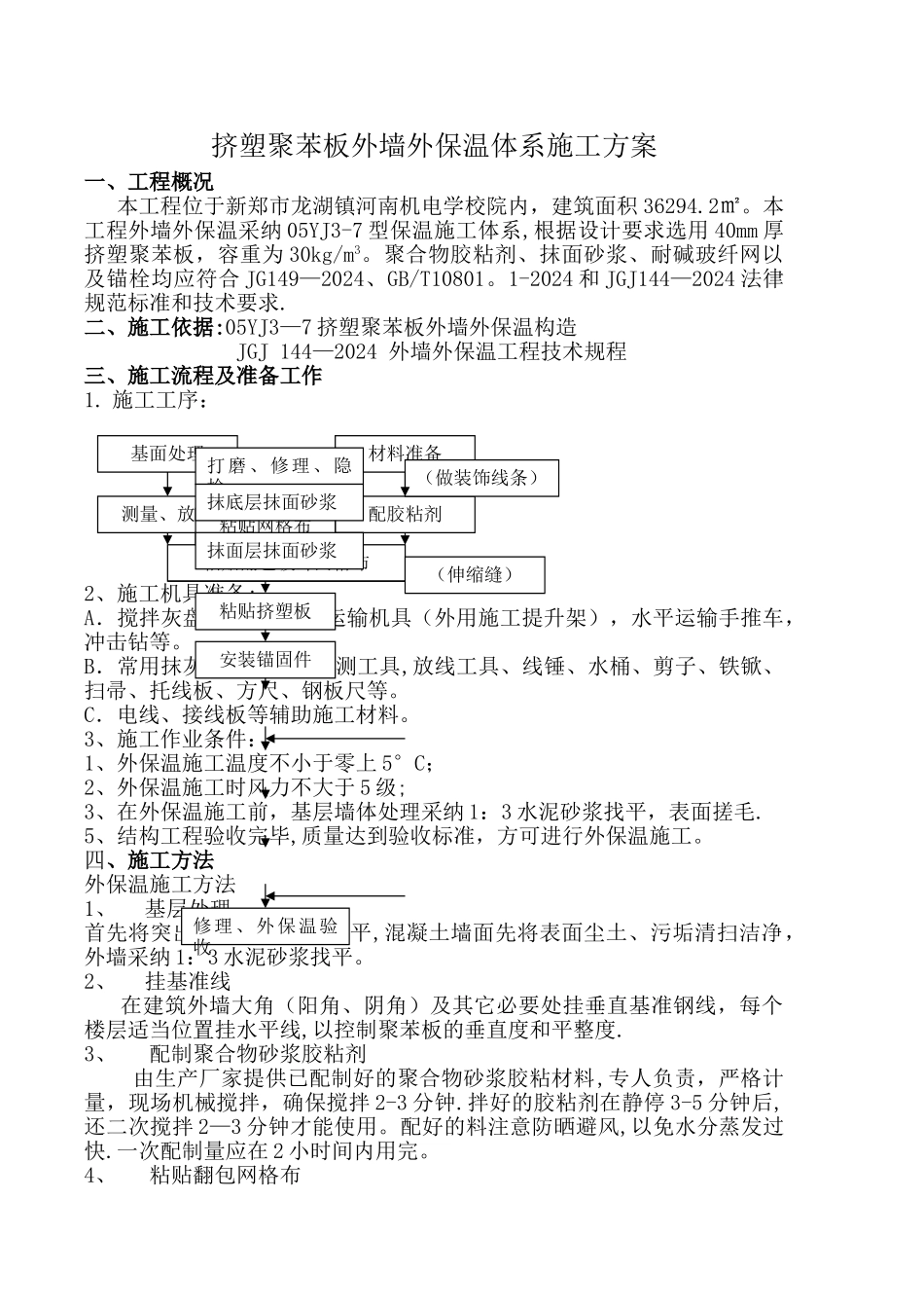 挤塑聚苯板外墙外保温体系施工方案_第1页