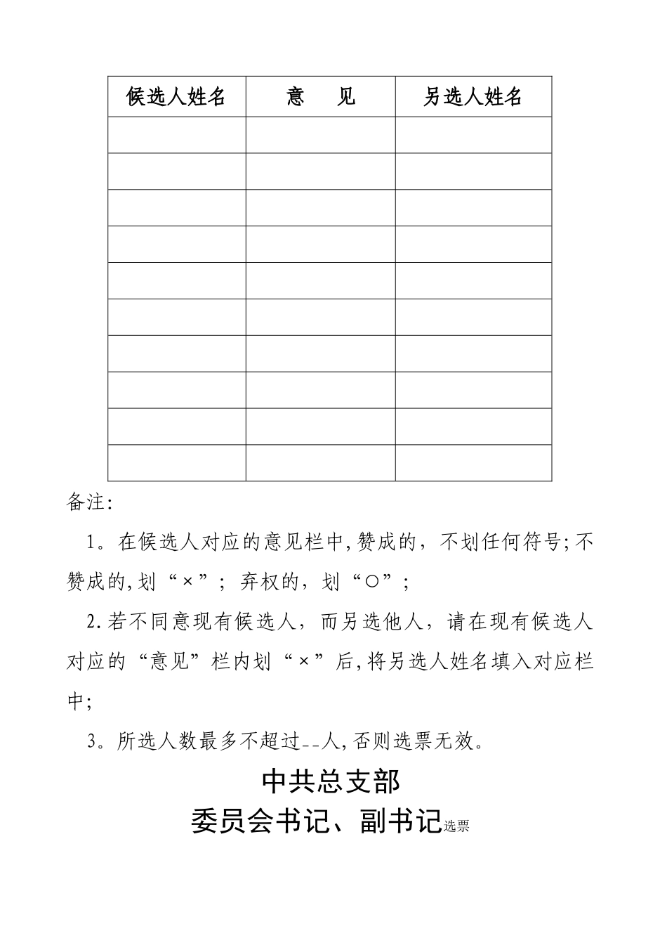 换届选举大会选票及统计表填写注意事项_第3页