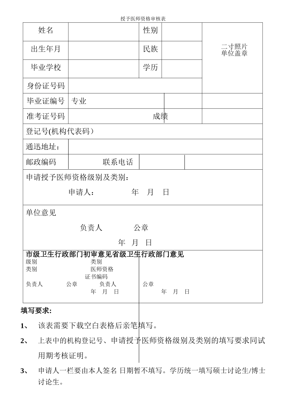 授予医师资格审核表_第1页