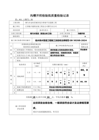 排水工程检验批记录表