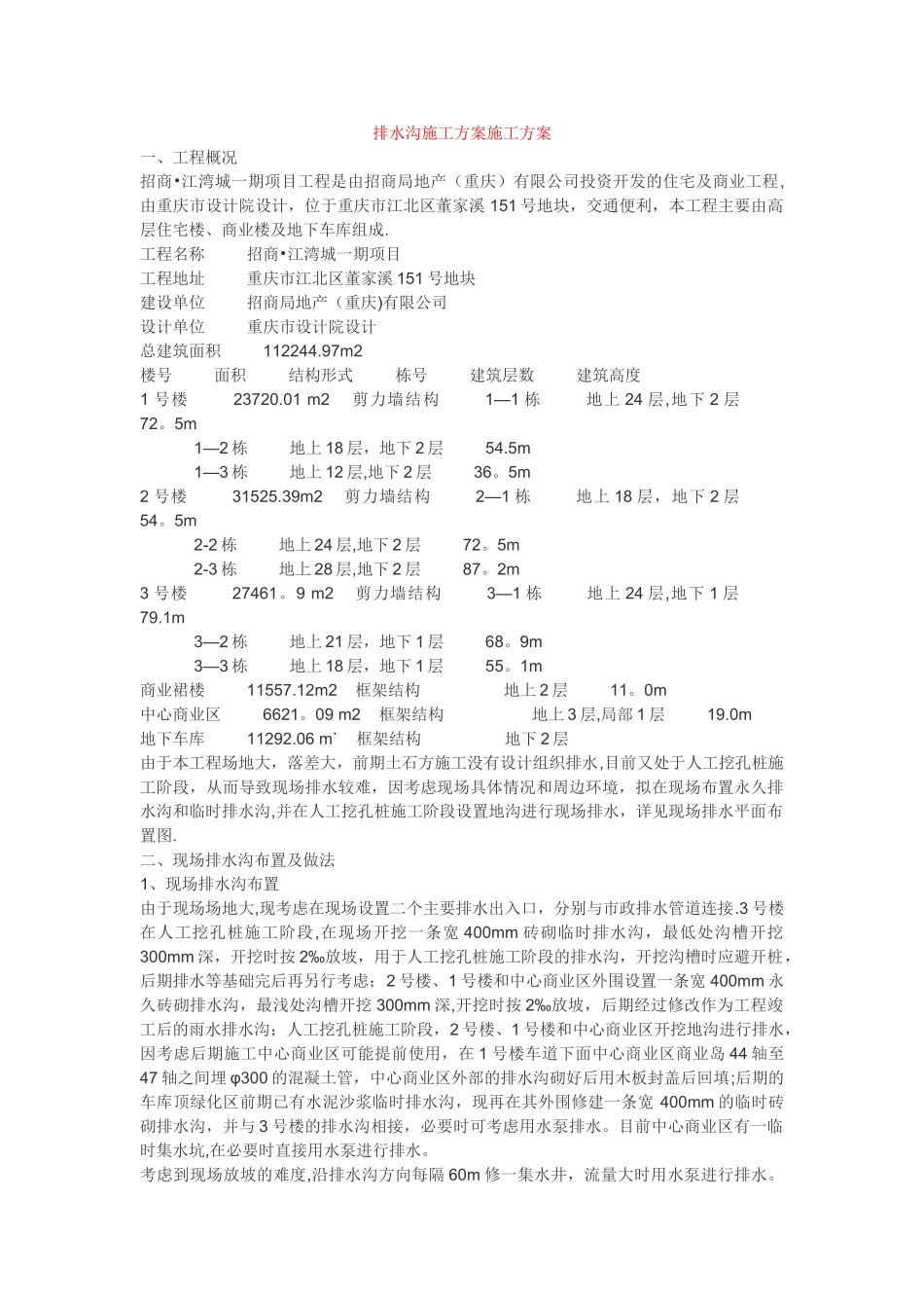 排水沟施工方案施工方案_第1页