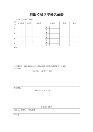 控制点交桩记录表