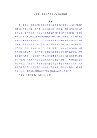 企业会计电算化的现状及发展问题探讨_已改