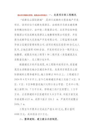 推进项目精细化管理