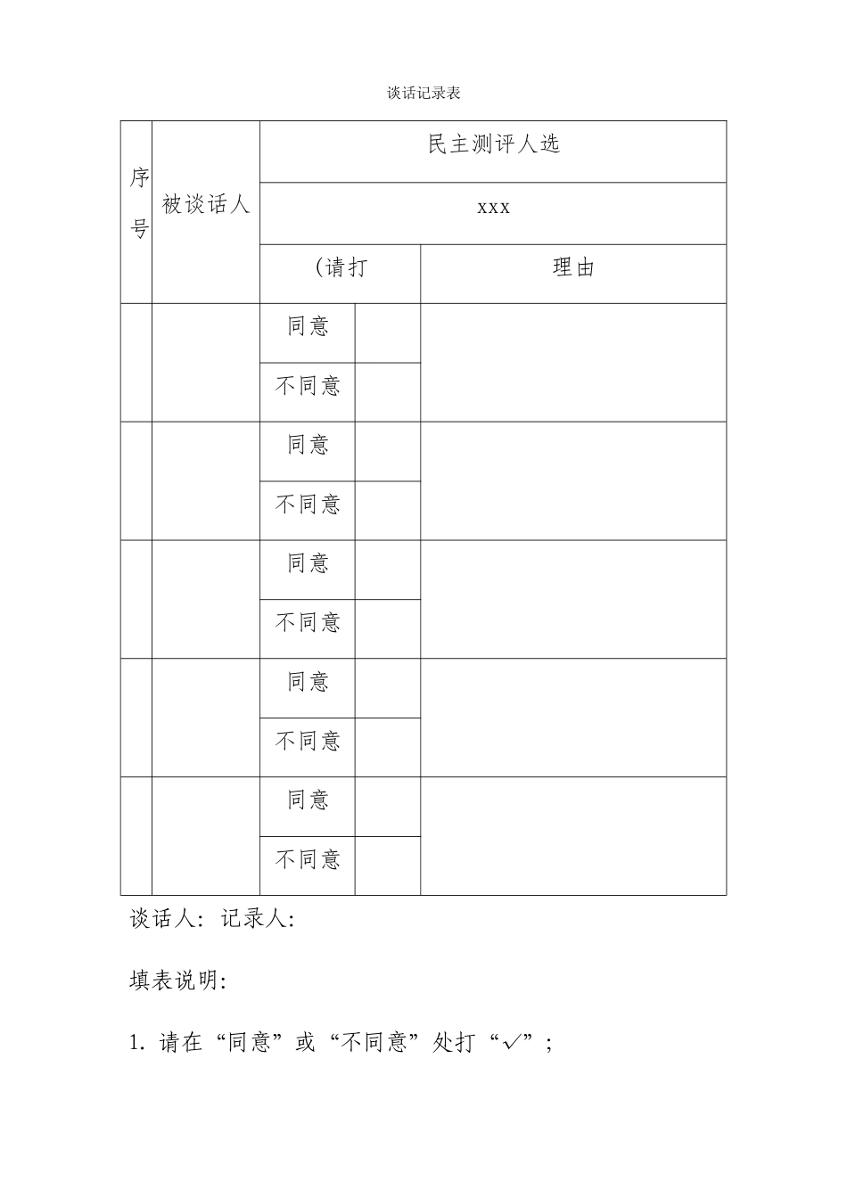 提拔谈话记录表_第1页