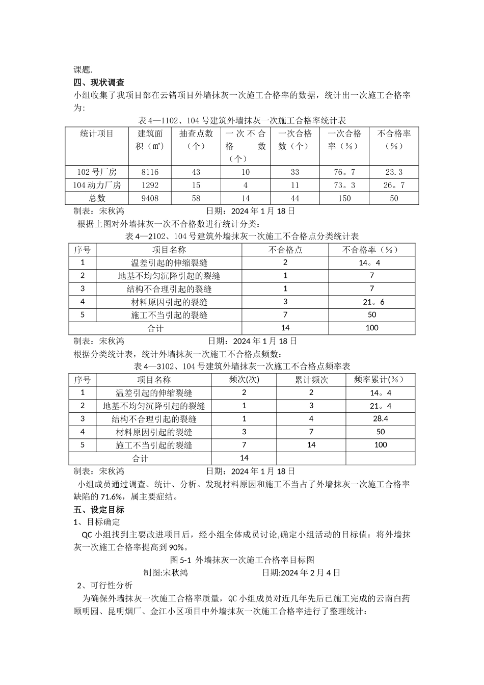 提高外墙抹灰一次施工合格率：QC成果_第3页
