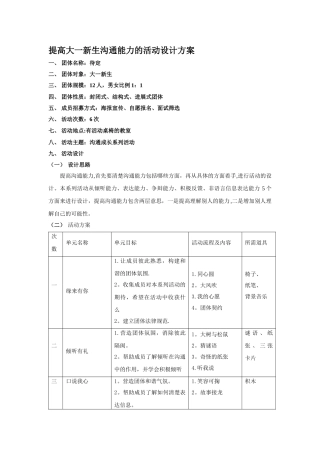 提高沟通能力团辅活动方案