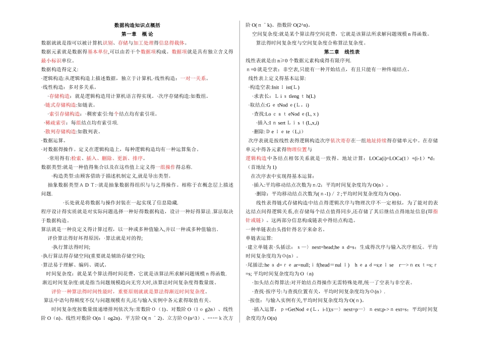 2025年《数据结构c语言版》知识点概括_第1页