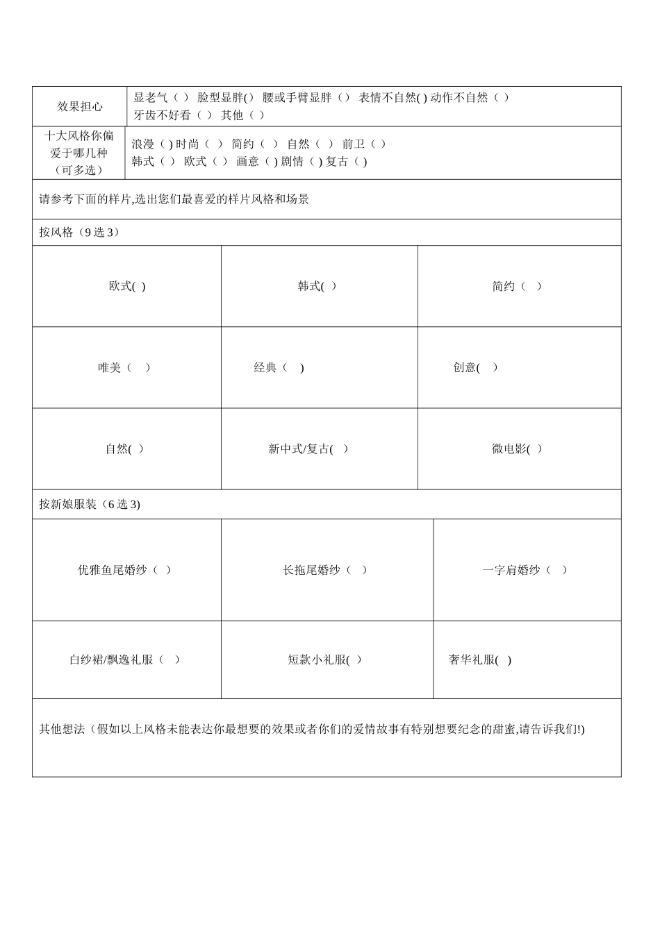 摄影拍摄需求沟通表_第2页